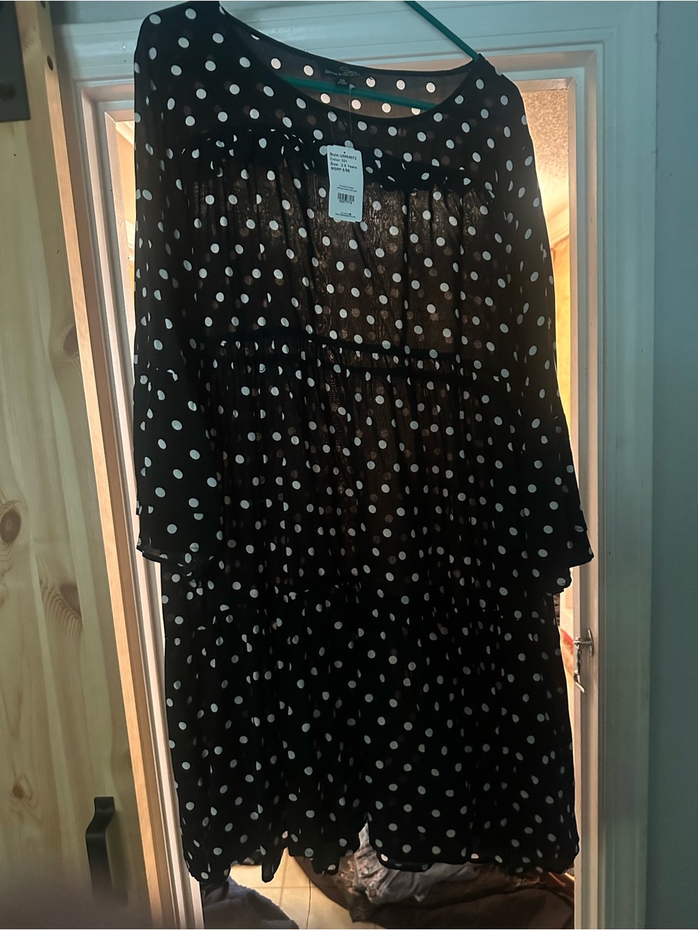 Suzanne Betro Black Dress with White Polka Dots